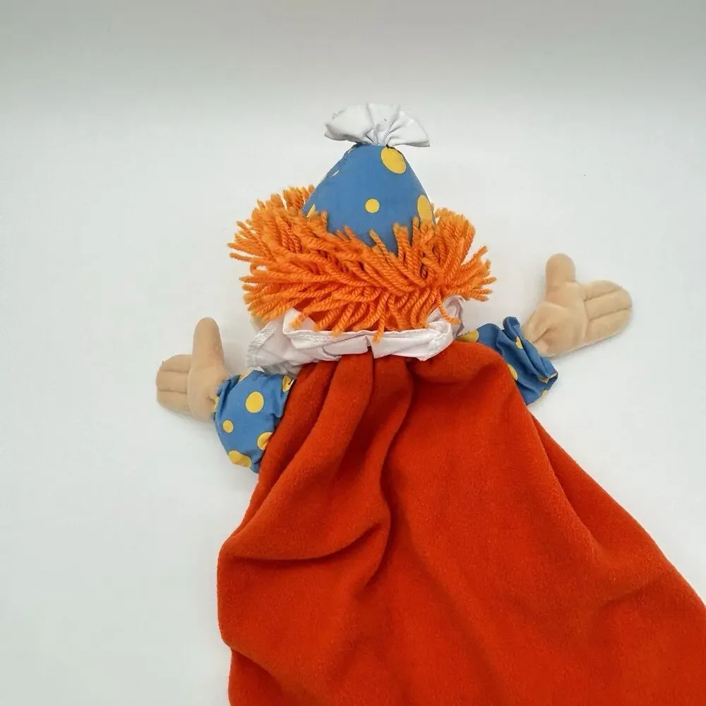 VTG Dakin Clown Lovey Baby Blanket Orange Satin Trim Bow Security HTF